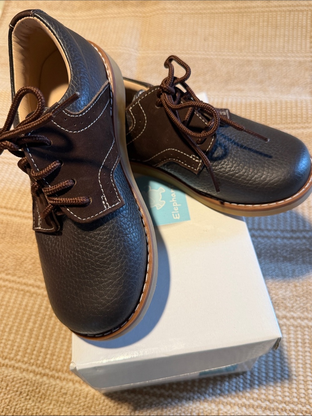 Elephantito Kids Brown Leather Lace-Up Shoes 11.5 ✏️ Back to School ✏️
